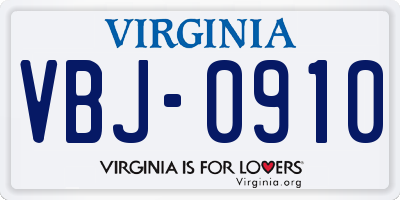 VA license plate VBJ0910