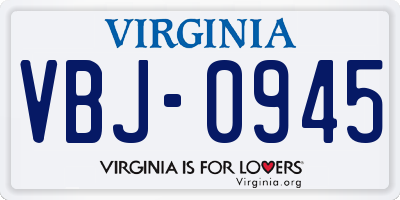VA license plate VBJ0945
