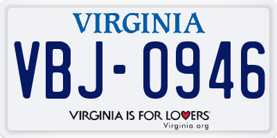 VA license plate VBJ0946