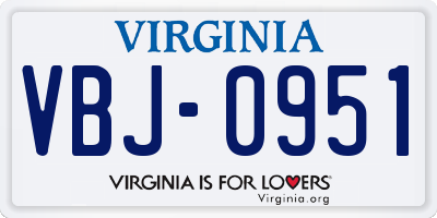 VA license plate VBJ0951