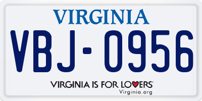 VA license plate VBJ0956
