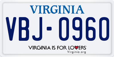 VA license plate VBJ0960