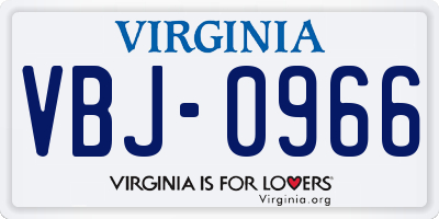 VA license plate VBJ0966