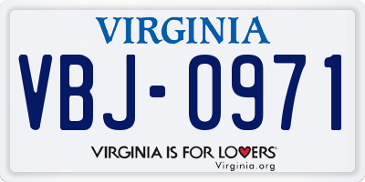 VA license plate VBJ0971