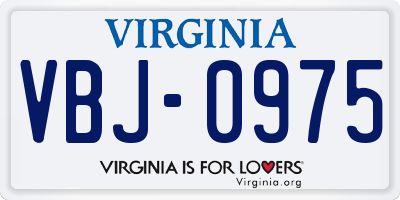 VA license plate VBJ0975