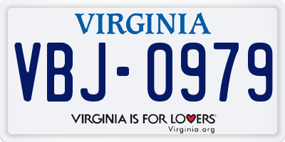 VA license plate VBJ0979