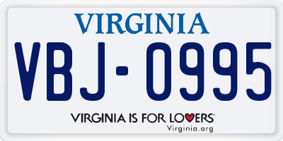 VA license plate VBJ0995