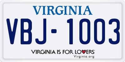 VA license plate VBJ1003