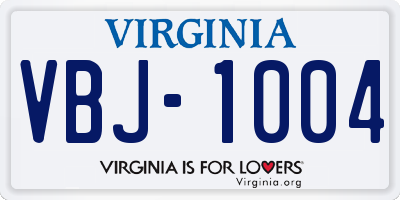 VA license plate VBJ1004