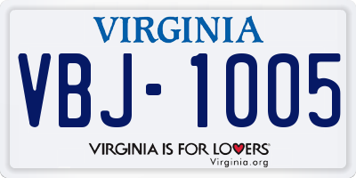 VA license plate VBJ1005