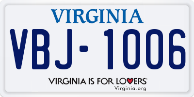VA license plate VBJ1006