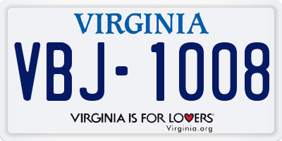 VA license plate VBJ1008