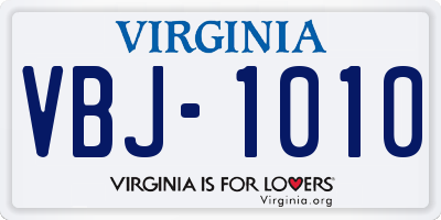 VA license plate VBJ1010