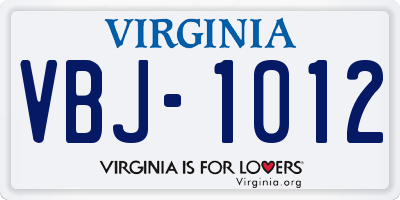 VA license plate VBJ1012
