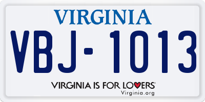 VA license plate VBJ1013