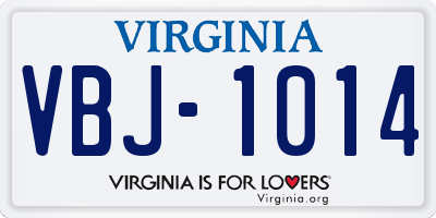 VA license plate VBJ1014