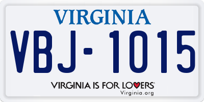 VA license plate VBJ1015