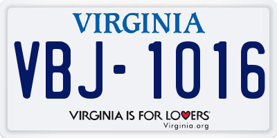VA license plate VBJ1016