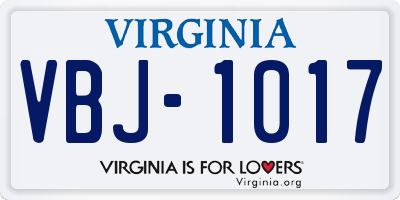 VA license plate VBJ1017