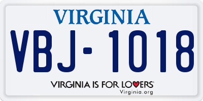 VA license plate VBJ1018