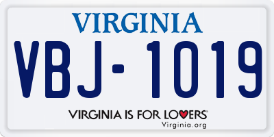 VA license plate VBJ1019