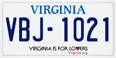 VA license plate VBJ1021