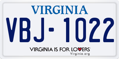 VA license plate VBJ1022