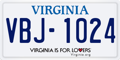 VA license plate VBJ1024
