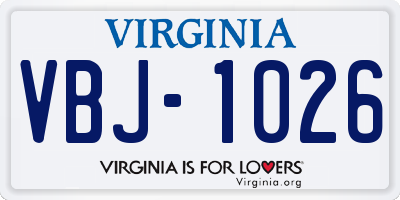 VA license plate VBJ1026