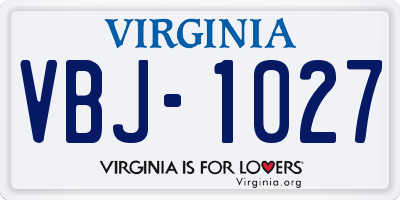 VA license plate VBJ1027