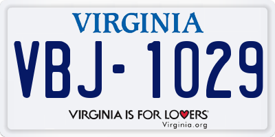 VA license plate VBJ1029