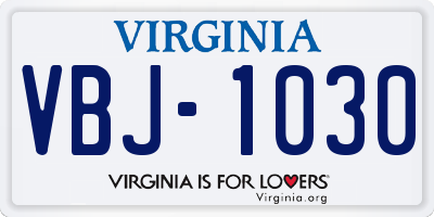 VA license plate VBJ1030