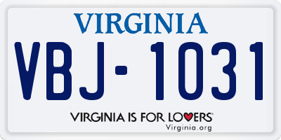VA license plate VBJ1031