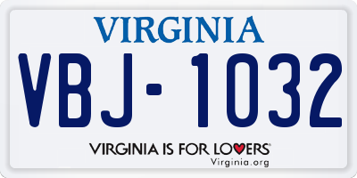 VA license plate VBJ1032
