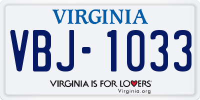 VA license plate VBJ1033
