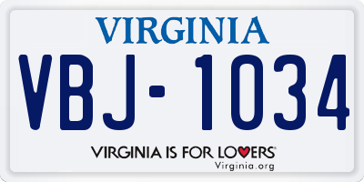 VA license plate VBJ1034