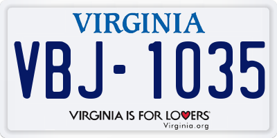 VA license plate VBJ1035