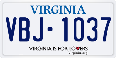 VA license plate VBJ1037