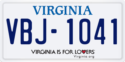 VA license plate VBJ1041