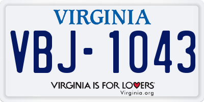 VA license plate VBJ1043