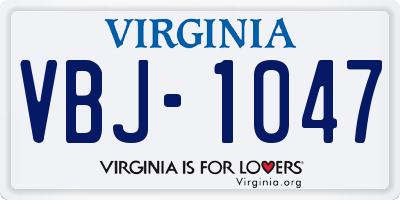 VA license plate VBJ1047