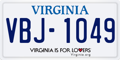 VA license plate VBJ1049