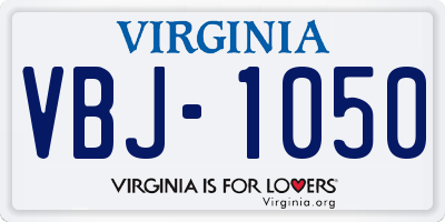 VA license plate VBJ1050