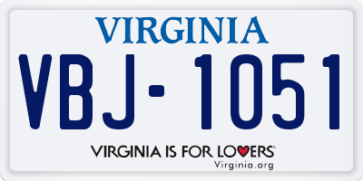 VA license plate VBJ1051