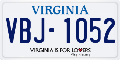 VA license plate VBJ1052