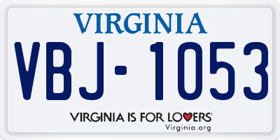 VA license plate VBJ1053