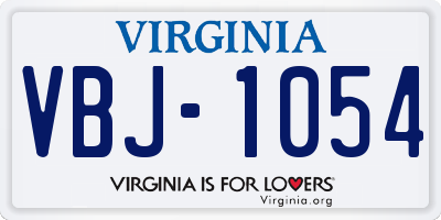 VA license plate VBJ1054