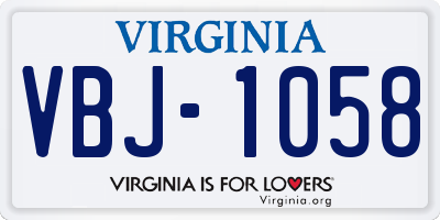 VA license plate VBJ1058