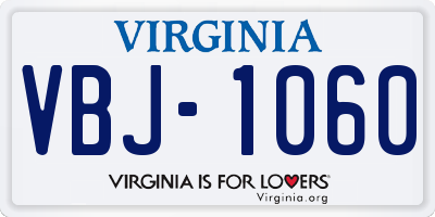 VA license plate VBJ1060