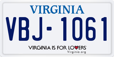 VA license plate VBJ1061